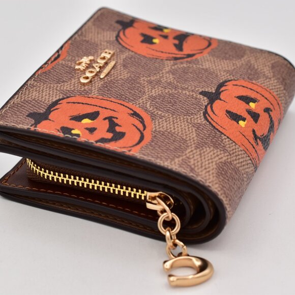 COACH Snap Wallet In Signature Canvas Halloween Pumpkin CCR19 2025 NEW NWT - Picture 11 of 16